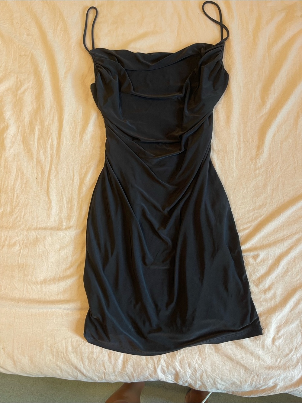 21 saints black cowl neck mini dress